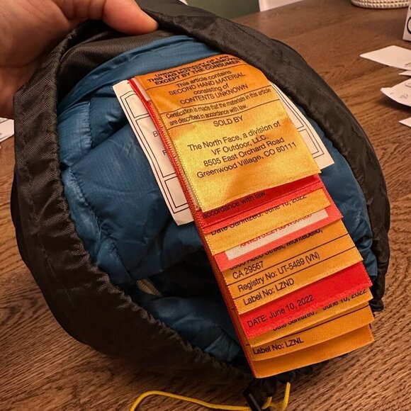 NEW! NWT! The North Face Trail Lite Down 20 Sleeping Bag -Blue Coral -Long - Picture 7 of 7